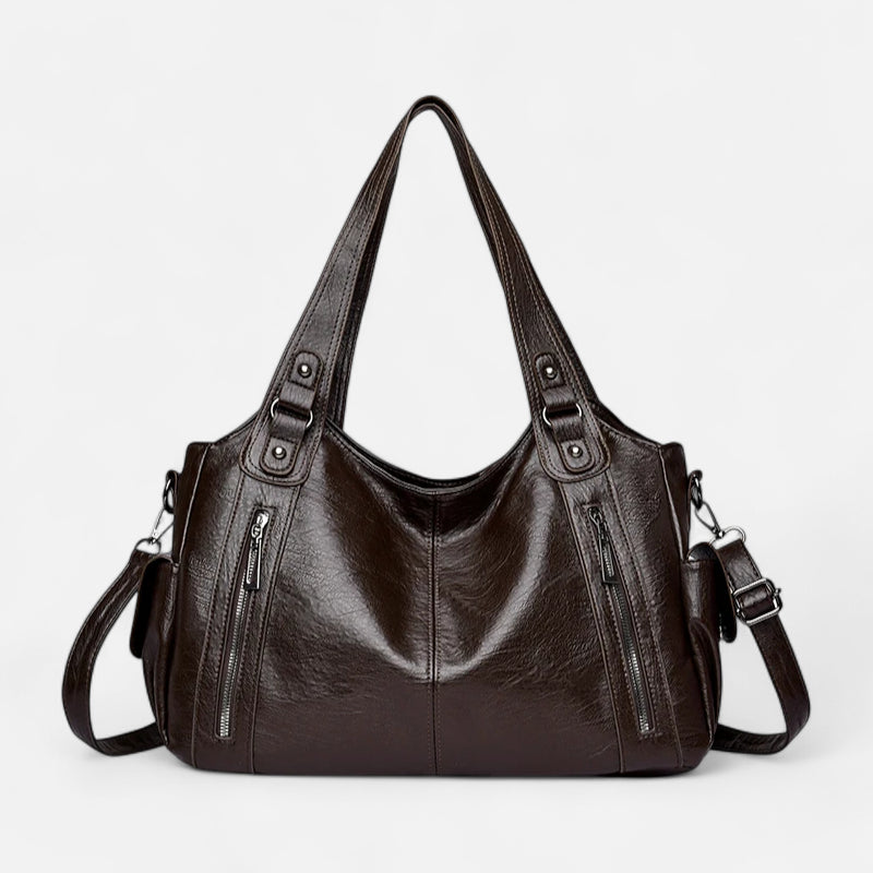 Grand sac à main de cours rétro souple à bandoulière Léonie