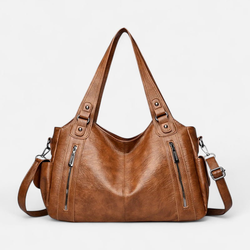 Grand sac à main de cours rétro souple à bandoulière Léonie