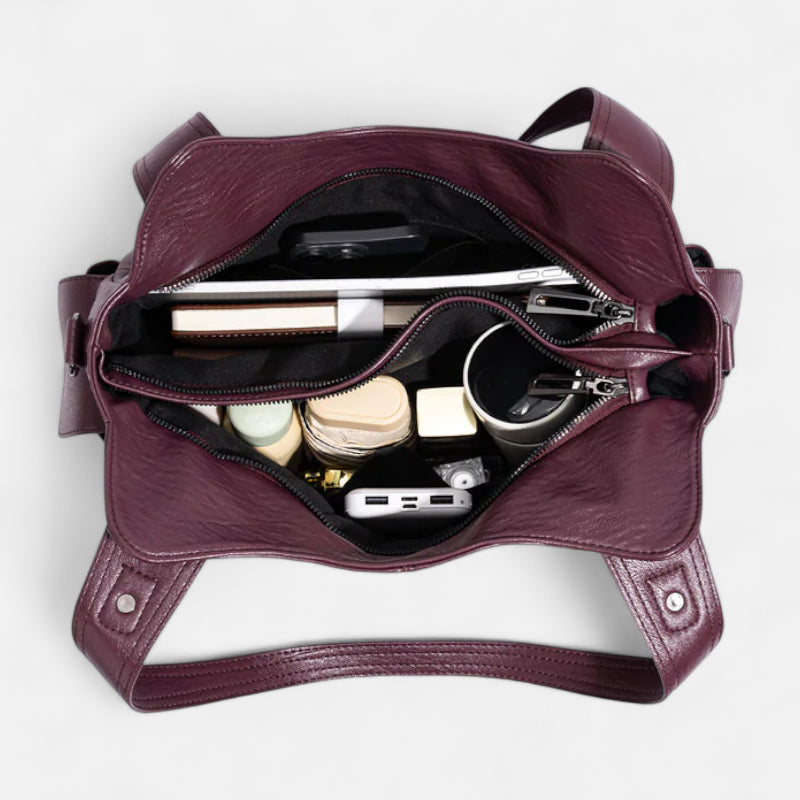 Grand sac à main de cours rétro souple à bandoulière Léonie