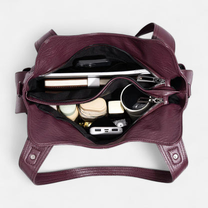 Grand sac à main de cours rétro souple à bandoulière Léonie