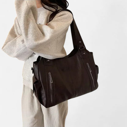 Grand sac à main de cours rétro souple à bandoulière Léonie