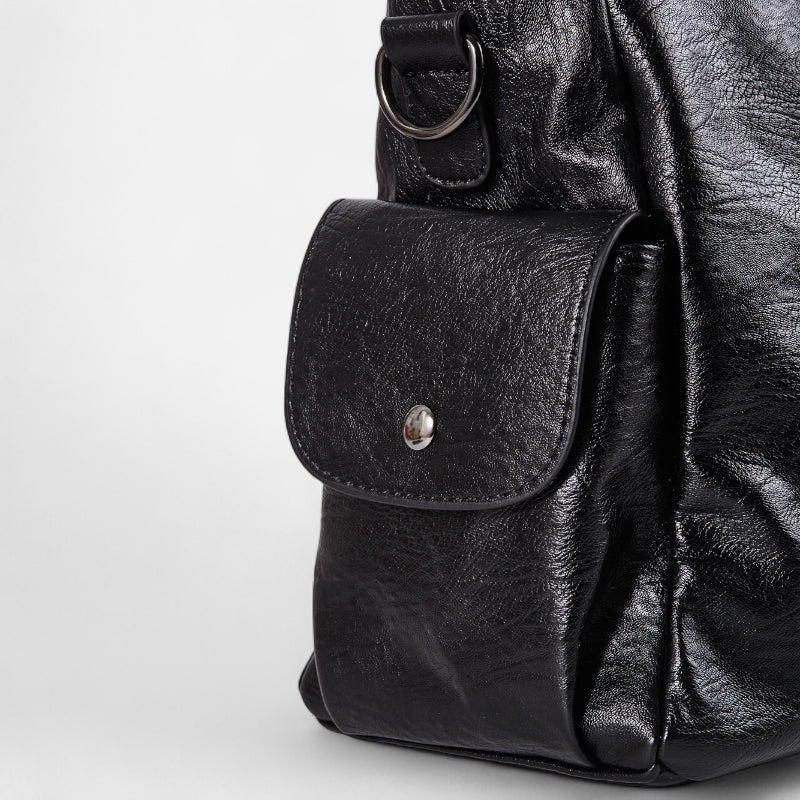 Grand sac à main de cours rétro souple à bandoulière Léonie